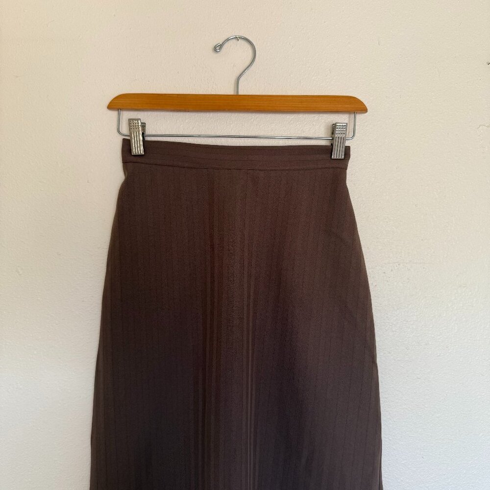 Brown and Red Pin-stripe High Waist Mid Length A-line Skirt 24" Waist